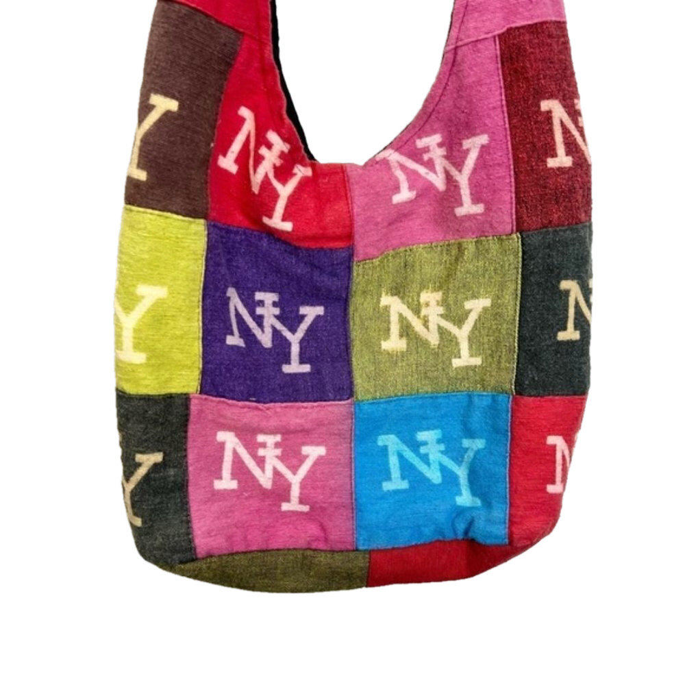 New York multi colour patchwork crossbody bag